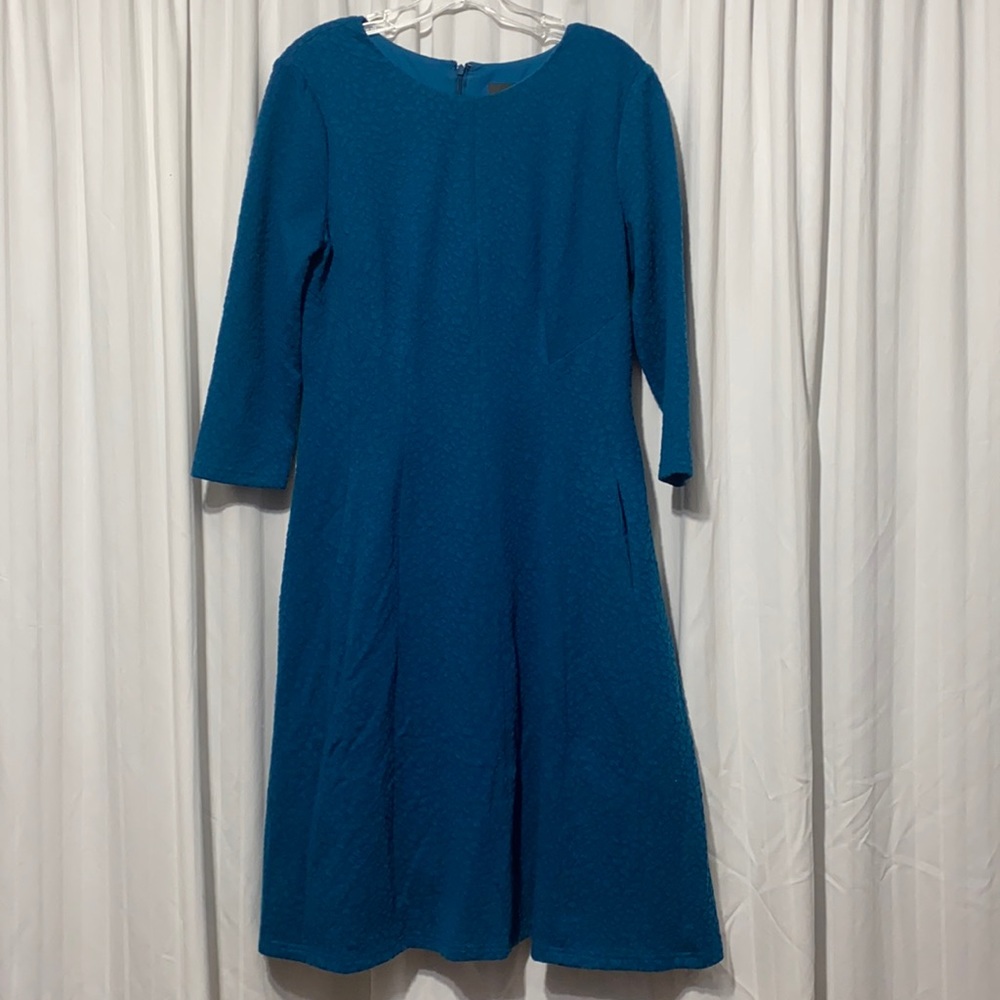 Adrianna Papell Blue Textured Midi Dress